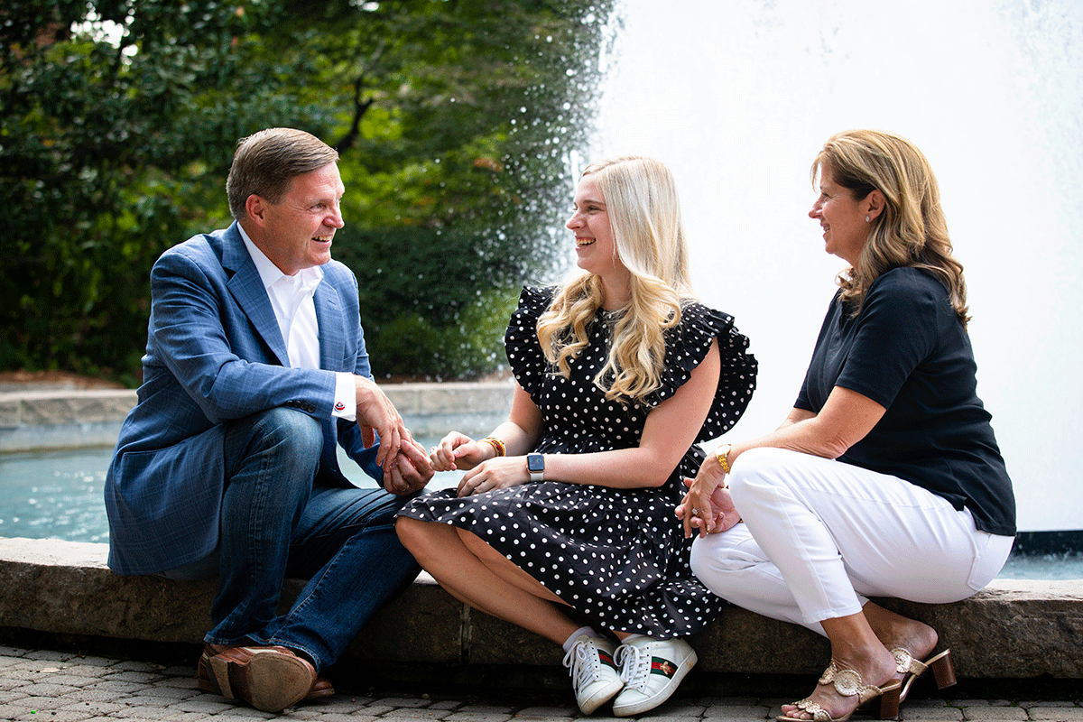 Jeff, Elizabeth Grace and Allison Mitchell at Herty Fountain
